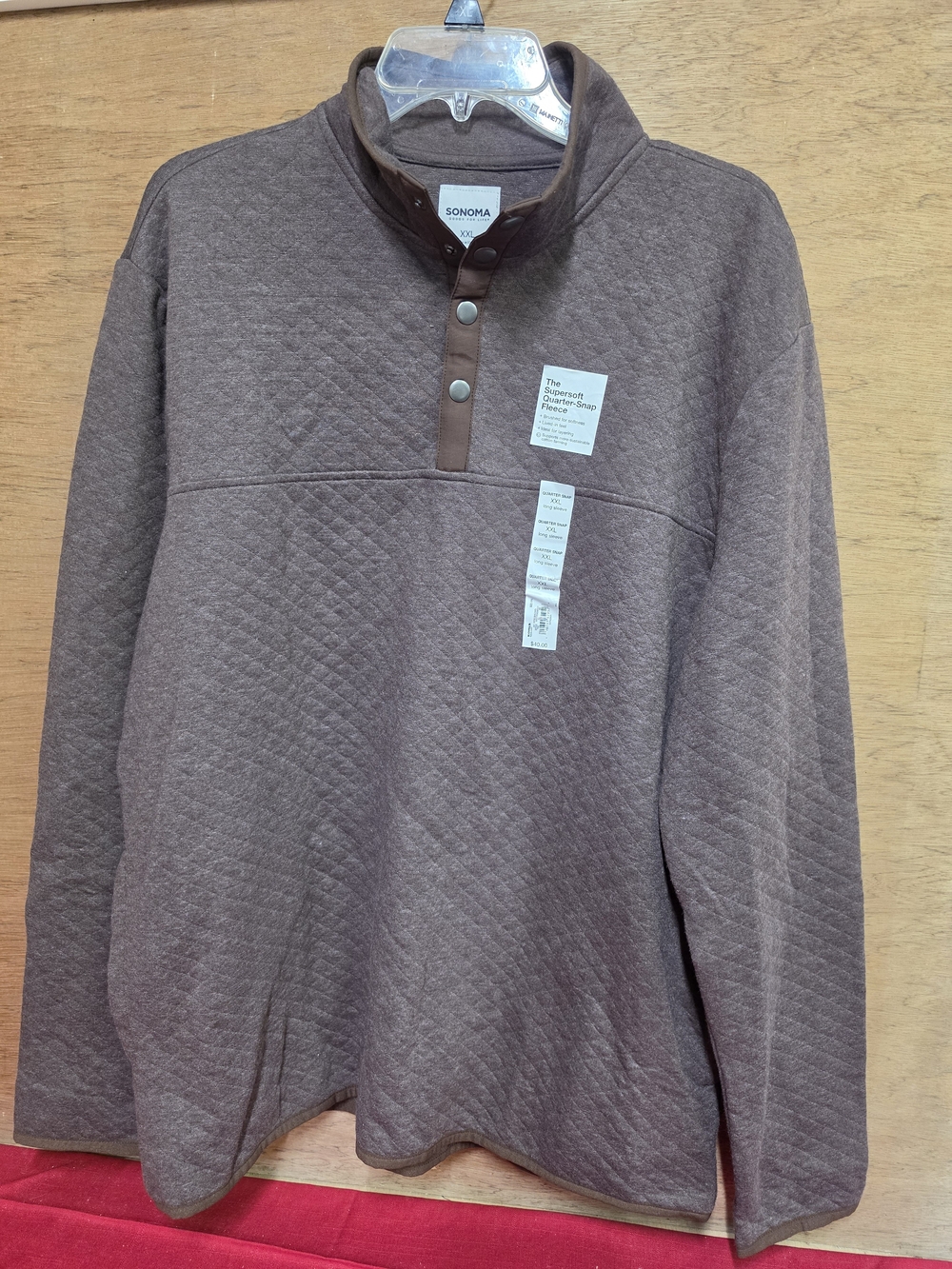 SONOMA Quilted Quarter Snap-Pullover - Brown XXL - NWT
